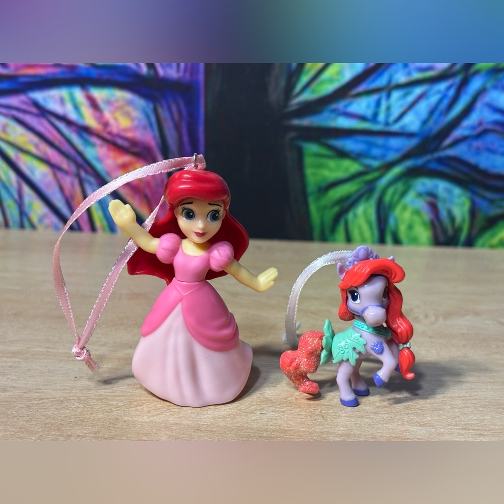 Disney Little Mermaid Ariel Pink Dress And Pet Pony Seashell Christmas Ornament